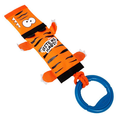 Іграшка для собак Тигр на мотузці з ручкою та пищалкою GiGwi Bite me Hard