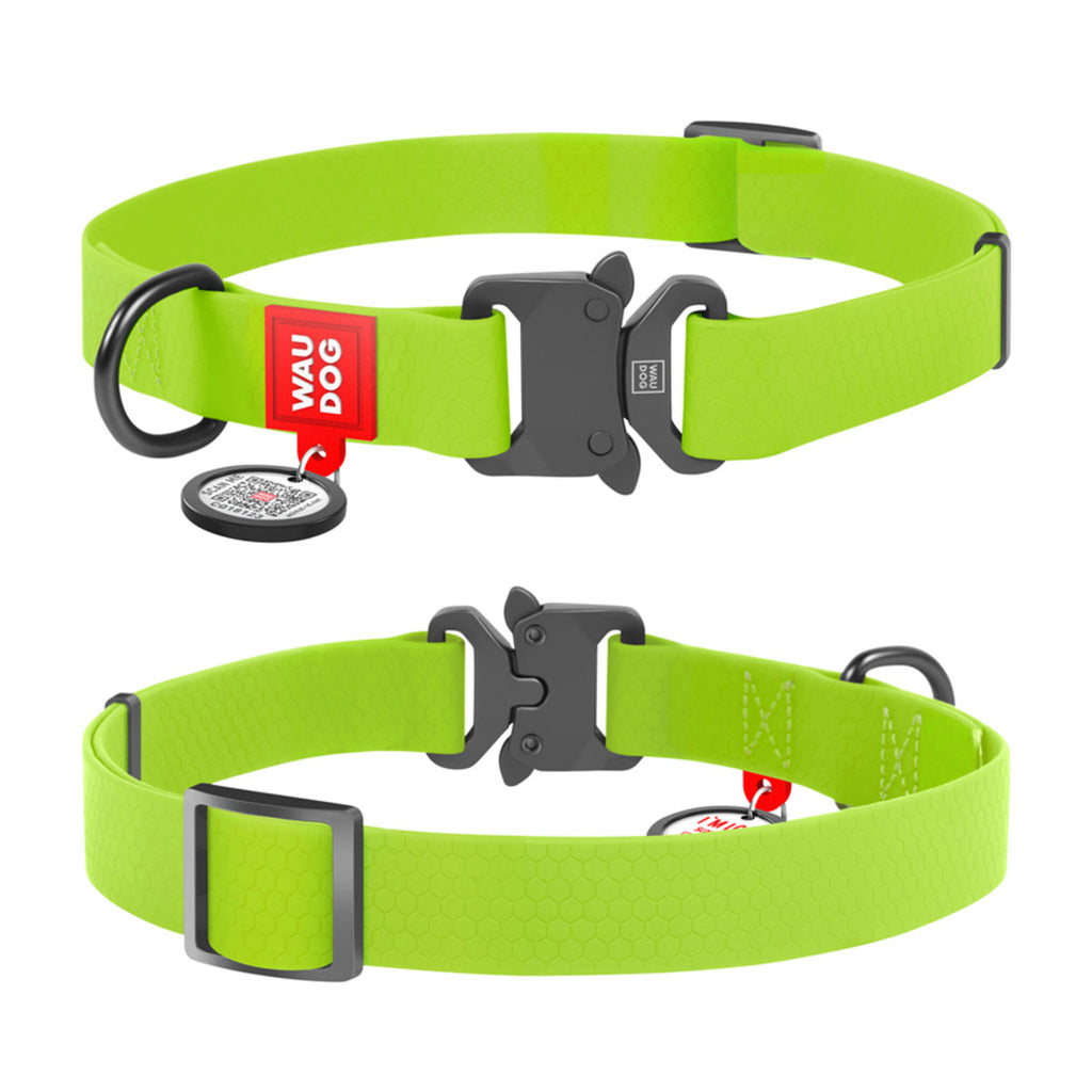 Нашийник для собак водостійкий WAUDOG Waterproof з QR паспортом, металічна пряжка-фастекс