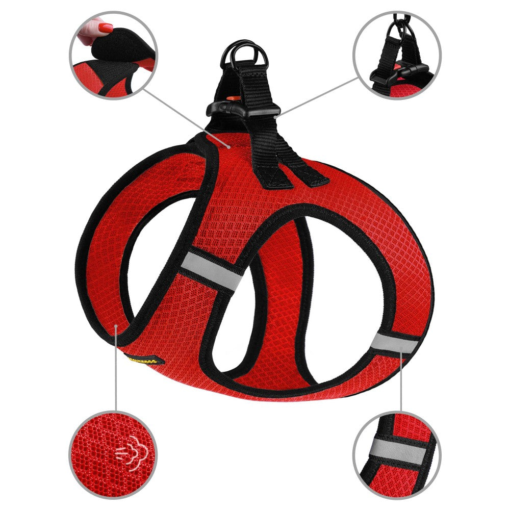 Шлея для собак Bronzedog Mesh Vest 3D сітка, червона