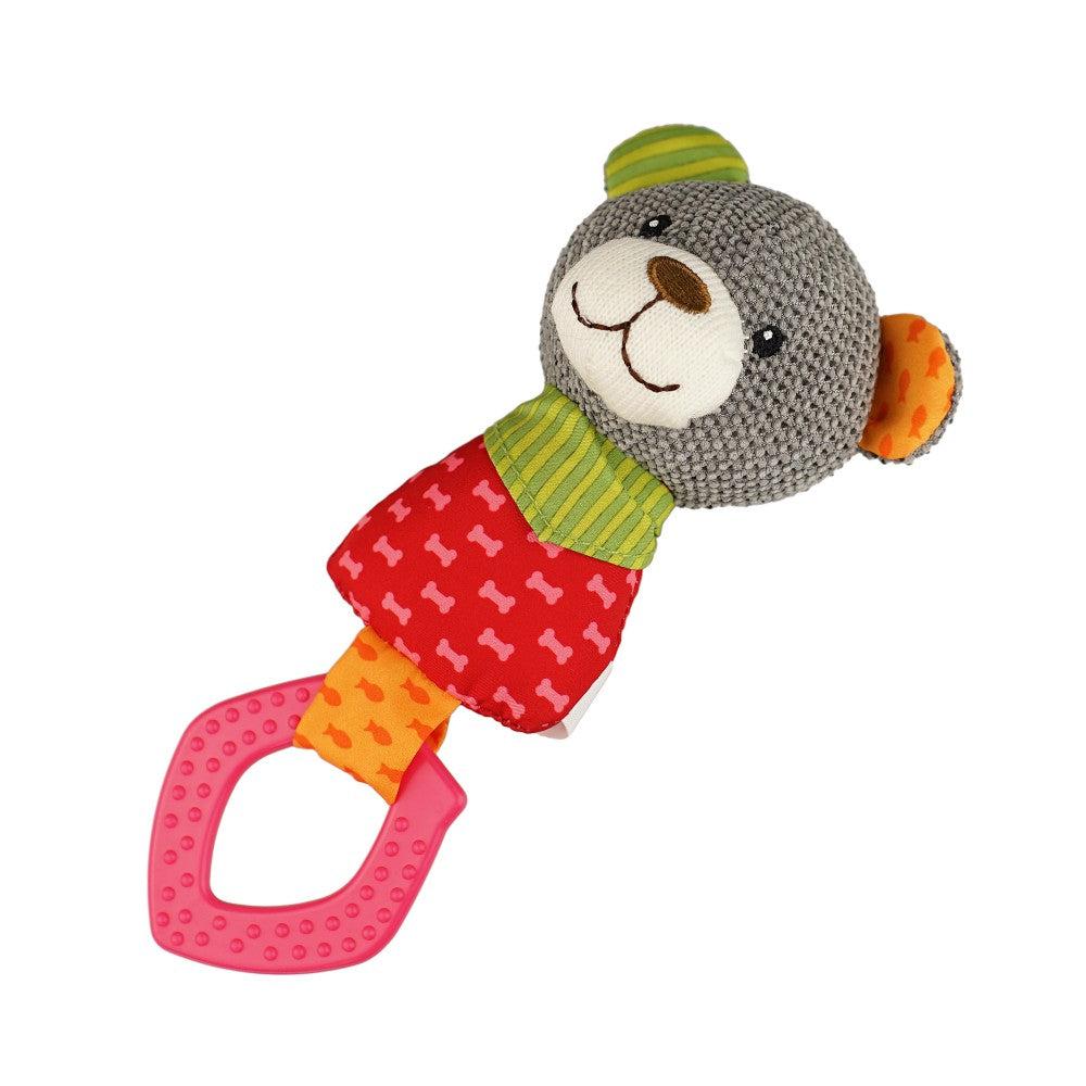 Іграшка для дрібних собак Barksi Puppy Special ведведик з пищалкою та гумовим кільцем 18 см