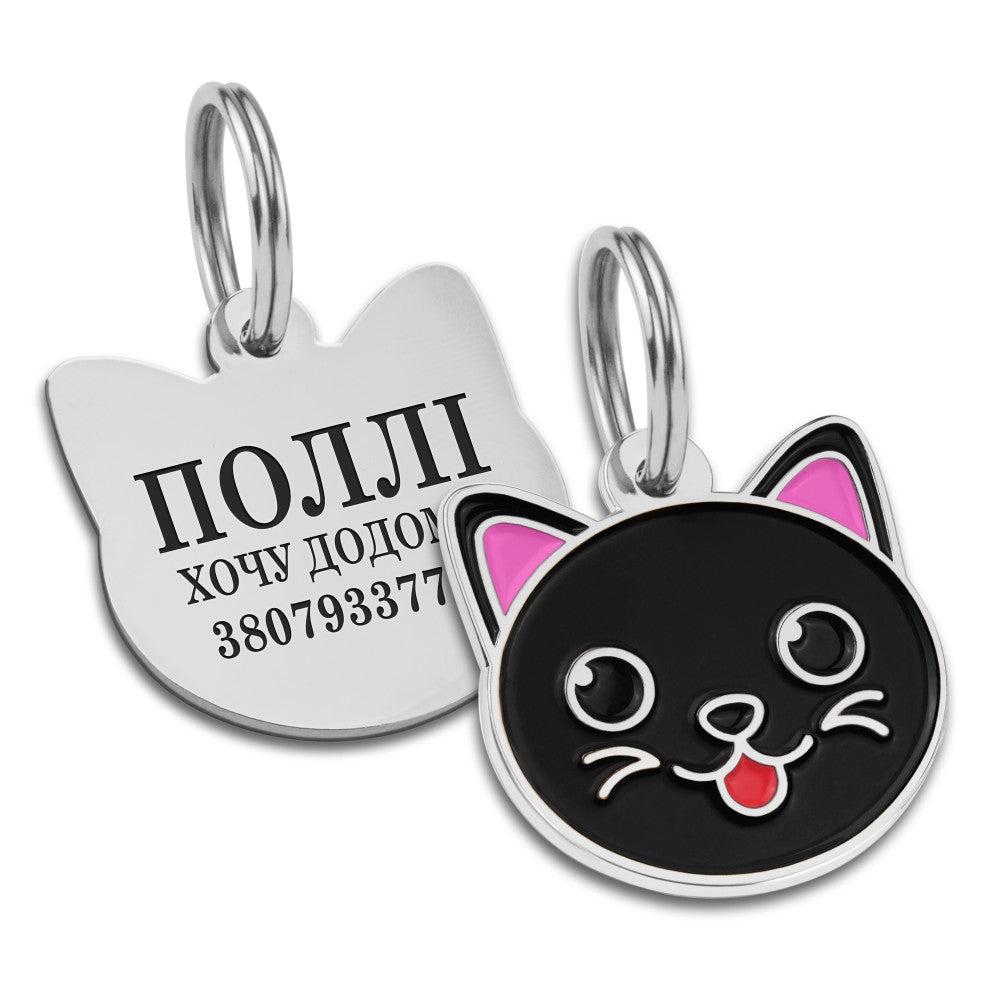 Емальований адресник BronzeDog котик чорний